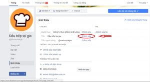 Sau khi nhấp vào Giới thiệu, bạn nhấp vào mục Chỉnh sửa thông tin Trang