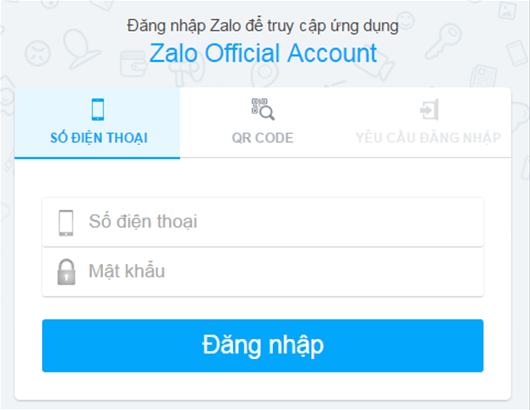 Đăng nhập bằng số điện thoại và mật khẩu đã đăng ký Zalo