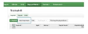 Nhập mục tiêu sang Adwords: