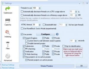 Bảng cài đặt của Option