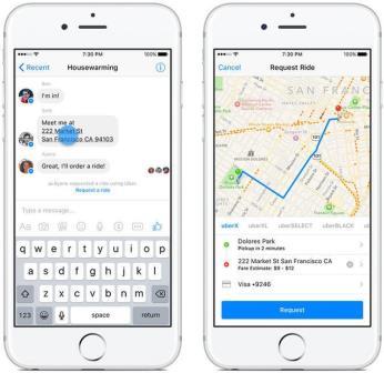 Đặt xe Uber qua Facebook Messenger